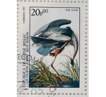Гвинея Бисау , марка . Большая голубая цапля  . Фауна . 1985 год .