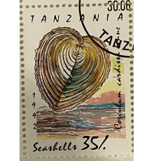 Танзания  1992 год . Марка из серии ракушки . 
