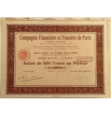 Франция. Акция 500 франков 1929 года.