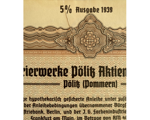 Германия. Облигация 500 рейхсмарок 1939 года.