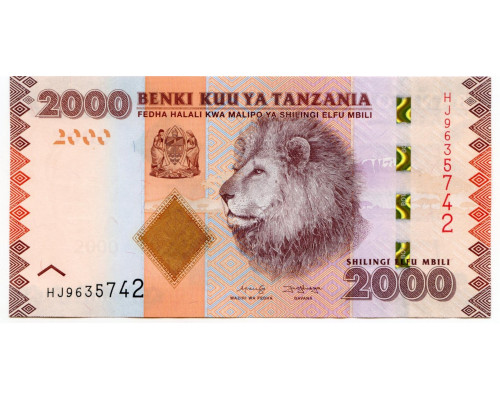 Танзания 2000 шиллингов 2020 года. UNC