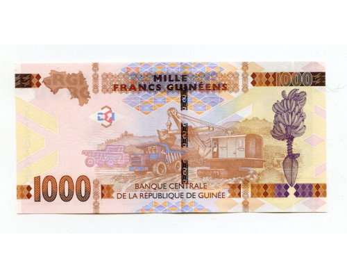 Гвинея 1000 франков 2018 года. UNC