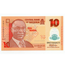 Нигерия 10 найра 2017 года.UNC. Полимерная банкнота