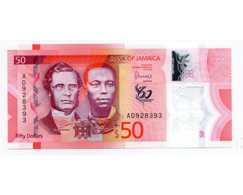 Ямайка. 50 долларов. "60 лет независимости". Полимерная банкнота (пластик)