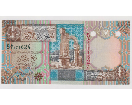 Ливия 1/4 динара 2002 года. UNC