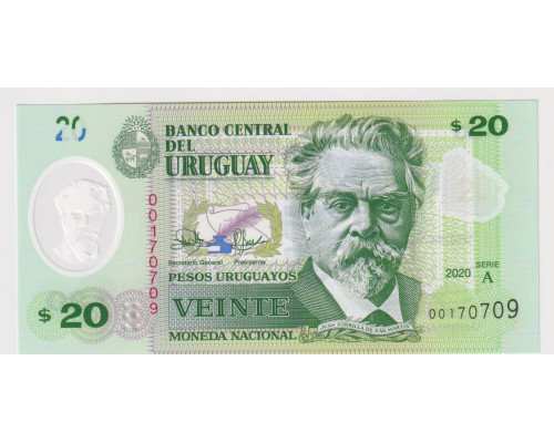 Уругвай 20 песо 2020 года. UNC
