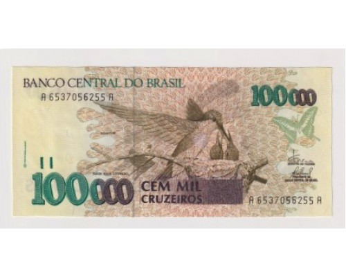 Бразилия 100000 крузейро 1993 года. UNC 