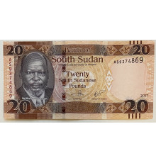 Южный Судан 20 фунтов 2017 год . Джон Гаранг де Мабиор. 
