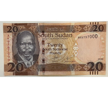Южный Судан 20 фунтов 2016 год .  Джон Гаранг де Мабиор. 