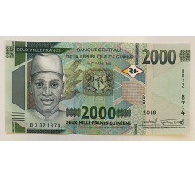 Гвинея 2000 франков 2018 год . UNC . Горы Нимба . 