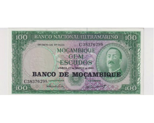 Мозамбик 100 эскудо 1961 года. UNC