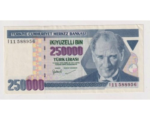Турция 250000 лир 1998 года. UNC