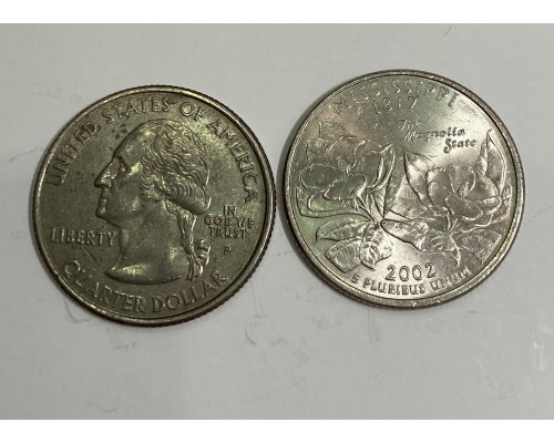 США 25 центов 2002 года . Штаты . Миссиссиппи . 
