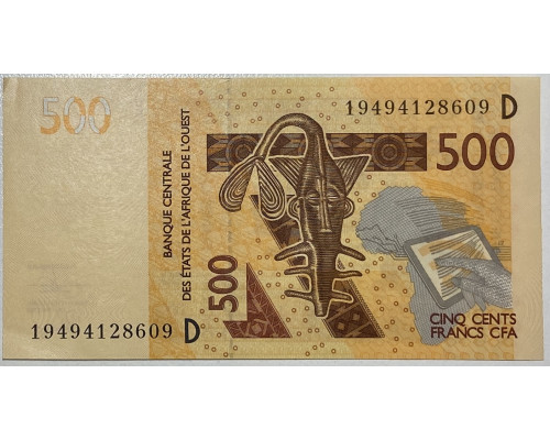 Мали (КФА литера D) 500 франков 2012 года. UNC 