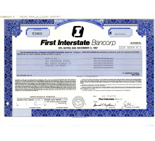 США сертификат подлинности 1990 года. Первая межгосударственная банковская корпорация