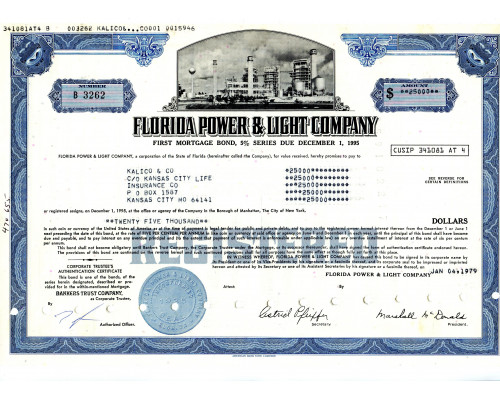 США ипотечная облигация 1995 года. "FLORIDA FOWER & LIGHT COMPANY"