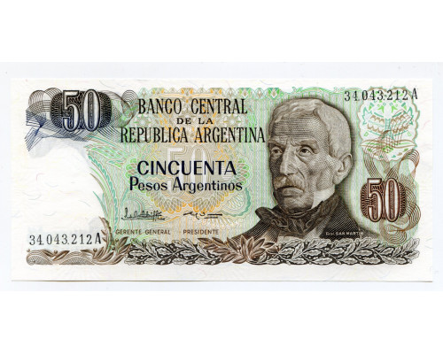 Аргентина 50 песо 1983-1985 года. UNC