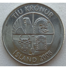 Исландия 10 крон 2008 г .