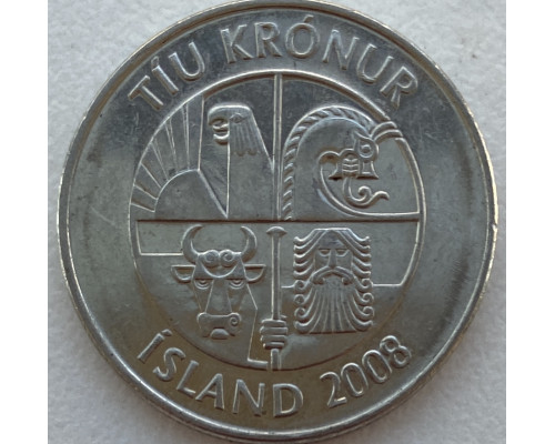 Исландия 10 крон 2008 г .